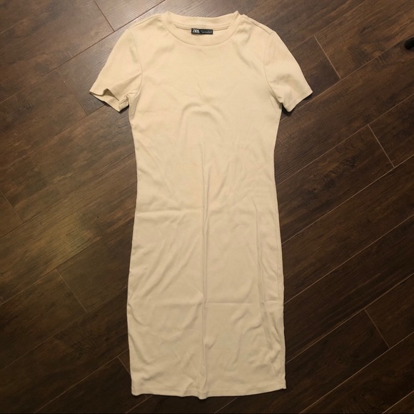 Beige T-Shirt Dress - Picture 1 of 3